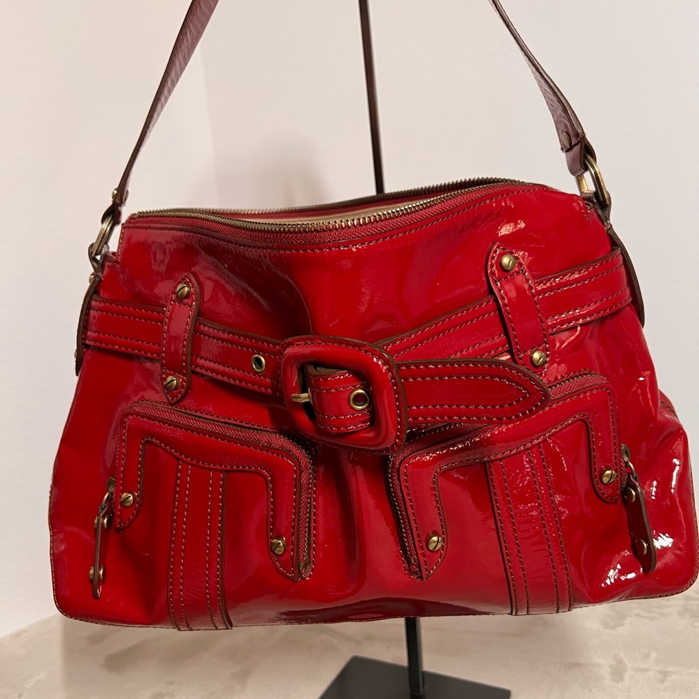Cole Haan Red Patent Leather Shoulder Bag
